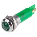 RS PRO Green Panel Mount Indicator 130V AC 6mA IP67 Silver Bezel Prominent 205-252