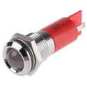 RS PRO Red Panel Mount Indicator, 12 V AC 12V DC, 20mA, Solder Tab Termination, IP67, Prominent Bezel, Silver 205-296