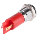 RS PRO Red Panel Mount Indicator, 12 V AC 12V DC, 20mA, Solder Tab Termination, IP67, Prominent Bezel, Silver 205-296