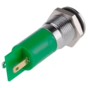 RS PRO Green Panel Mount Indicator 12 V AC DC 20mA Solder Tab IP67 Silver Bezel 205-303
