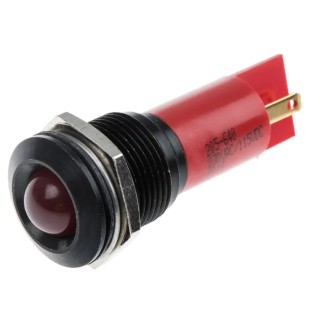 RS PRO Red Panel Mount Indicator 230 V AC, 115 V DC, 3mA, Solder Tab Termination, Prominent Bezel 205-640