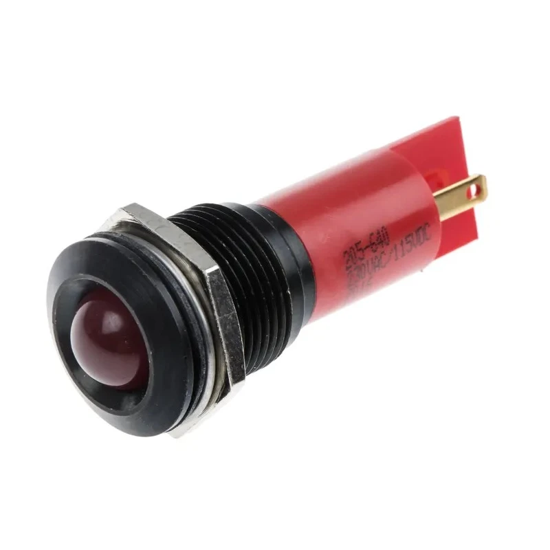 RS PRO Red Panel Mount Indicator 230 V AC, 115 V DC, 3mA, Solder Tab Termination, Prominent Bezel 205-640
