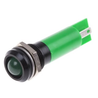RS PRO Green Panel Mount Indicator 130V AC 6mA IP67 Black Bezel Prominent IP67