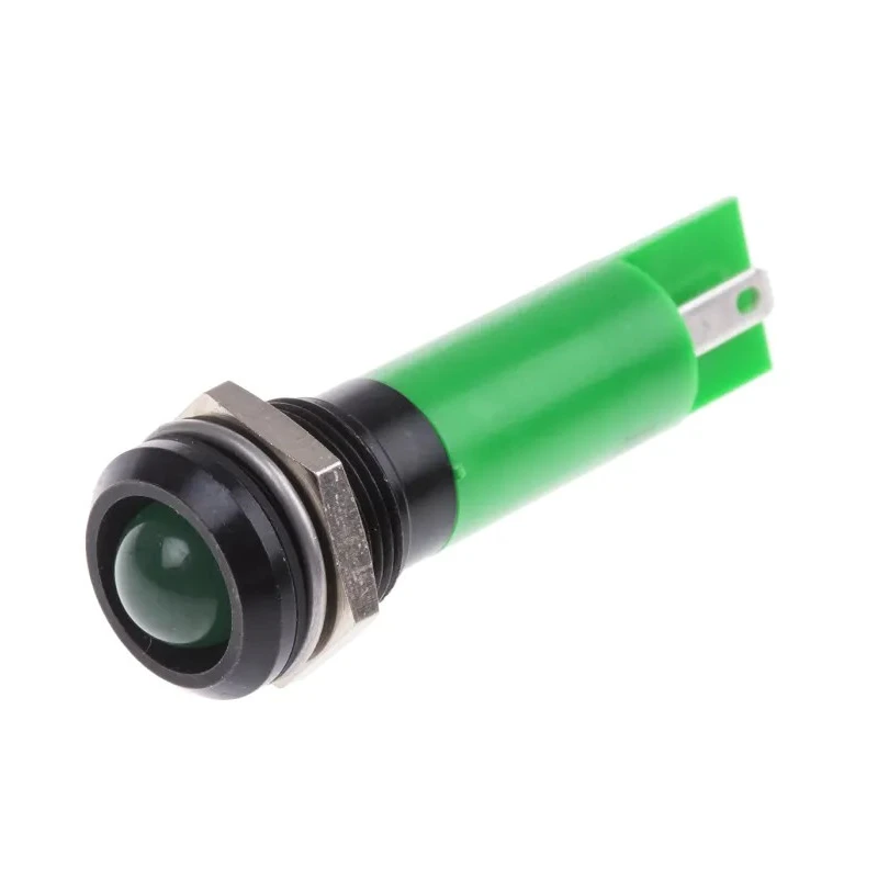 RS PRO Green Panel Mount Indicator 130V AC 6mA IP67 Black Bezel Prominent IP67