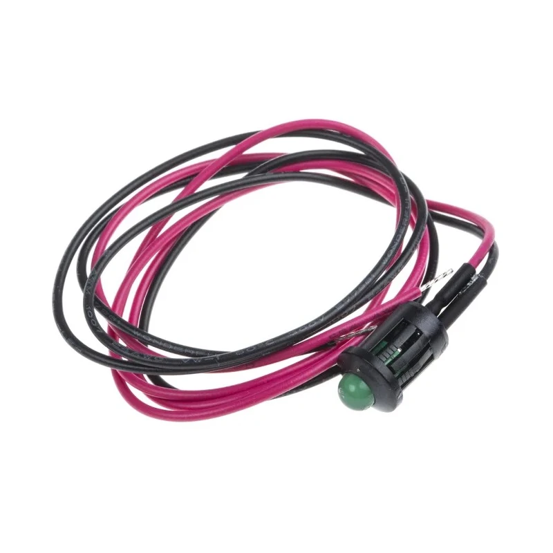 RS PRO Green Panel Mount Indicator, 6V DC, 16mA, Lead Wire Termination, Prominent Bezel 205-690