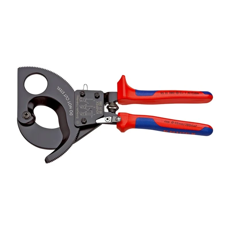 Knipex Straight Ratchet Cable Cutter 280mm Overall Length 52mm Cutting Capacity Steel Jaw 95 31 280