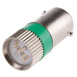 RS PRO Green Multichip Indicator Lamp, 28V DC, BA9 Base, 10 mm Diameter 205-066
