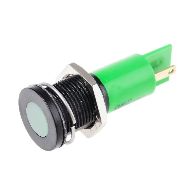 RS PRO Green Panel Mount Indicator, 230V AC, 3mA Current, Solder Tab Termination, IP67 Rated, Flush Bezel, Model 206-277