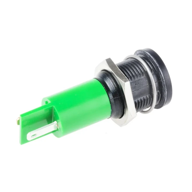 RS PRO Green Panel Mount Indicator, 230V AC, 3mA Current, Solder Tab Termination, IP67 Rated, Flush Bezel, Model 206-277