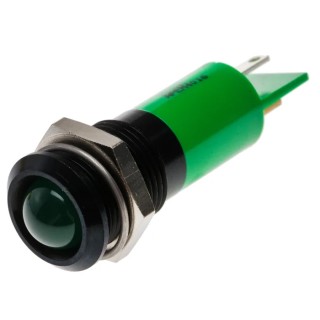 RS PRO Green Panel Mount Indicator, 24V AC, 20mA, Solder Tab Termination, Prominent Bezel 206-053