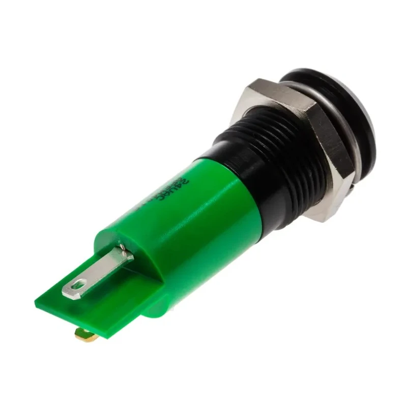 RS PRO Green Panel Mount Indicator, 24V AC, 20mA, Solder Tab Termination, Prominent Bezel 206-053
