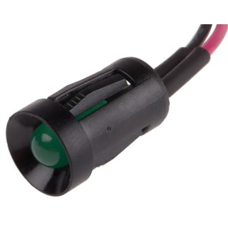 RS PRO Green Panel Mount Indicator, 2V DC, 20mA Current, Lead Wire Termination, Recessed Bezel 206-479