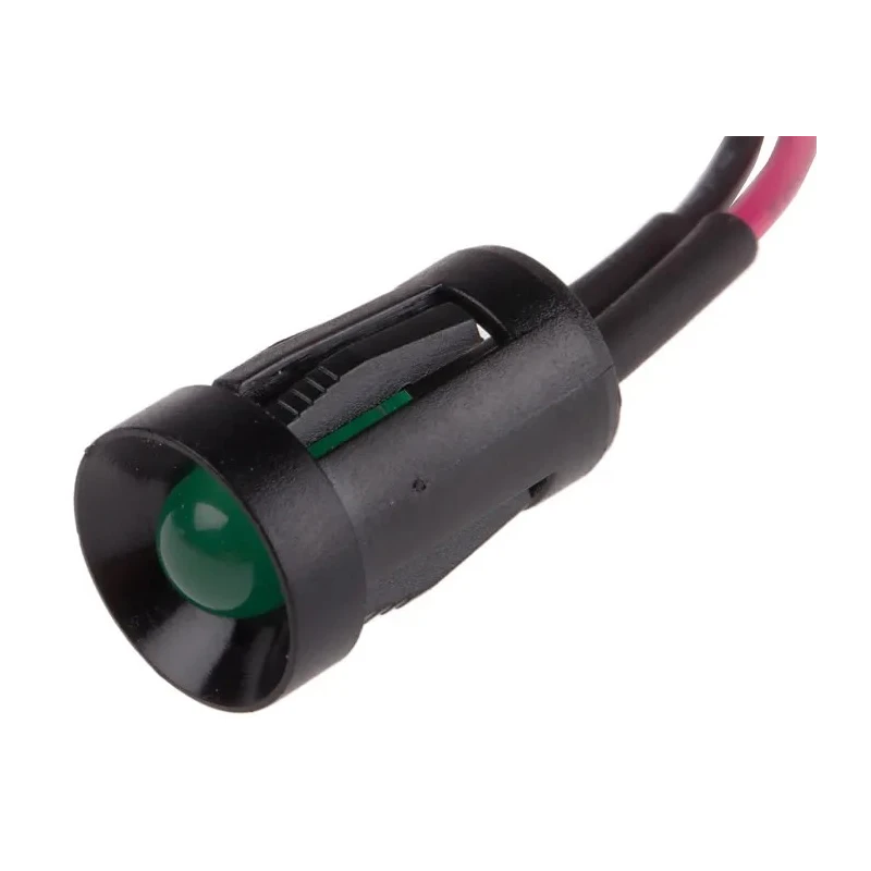 RS PRO Green Panel Mount Indicator, 2V DC, 20mA Current, Lead Wire Termination, Recessed Bezel 206-479