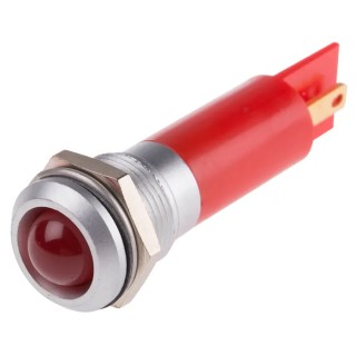 RS PRO Red Panel Mount Indicator, 230V AC, 3mA Current, IP67 Rated, Prominent Bezel Style IP67