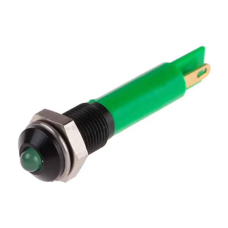 RS PRO Green Panel Mount Indicator 12V dc 20mA Solder Tab Prominent Bezel 206-744