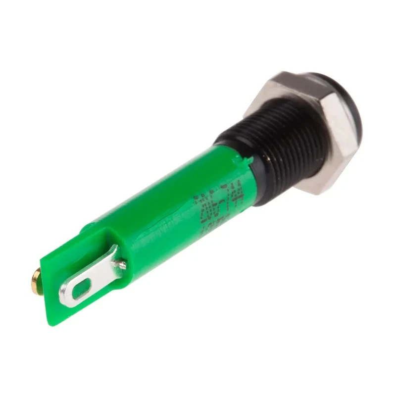 RS PRO Green Panel Mount Indicator 12V dc 20mA Solder Tab Prominent Bezel 206-744