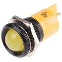 RS PRO Yellow Panel Mount Indicator 12V DC 20mA Solder Tab Termination Prominent Bezel 206-788