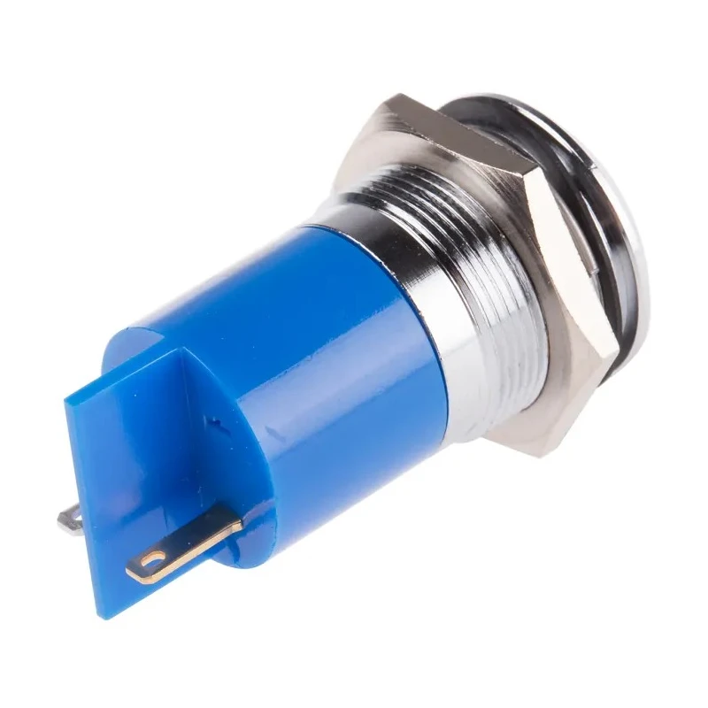 RS PRO Blue Panel Mount Indicator 24V dc 20mA Solder Tab Termination Prominent Bezel 206-794