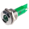 RS PRO Green Panel Mount Indicator 24V 20mA Solder Tab Termination IP67 Silver Bezel 206-918