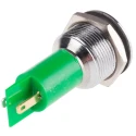 RS PRO Green Panel Mount Indicator 24V 20mA Solder Tab Termination IP67 Silver Bezel 206-918