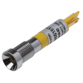 RS PRO Yellow Panel Mount Indicator 24V AC 20mA Solder Tab Termination Recessed Bezel 206-996
