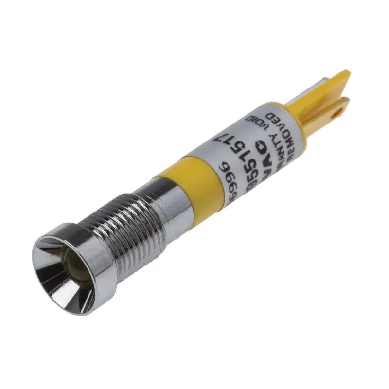 RS PRO Yellow Panel Mount Indicator 24V AC 20mA Solder Tab Termination Recessed Bezel 206-996