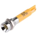 RS PRO Yellow Panel Mount Indicator 12V AC 20mA Solder Tab Termination Recessed Bezel 207-040
