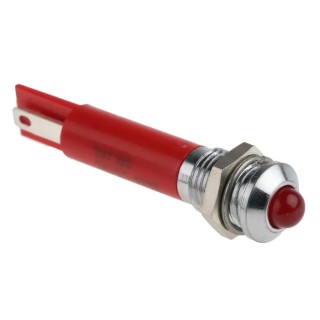 RS PRO Red Panel Mount Indicator 24V DC 20mA Solder Tab Prominent Bezel 33.9mm Length 207-185