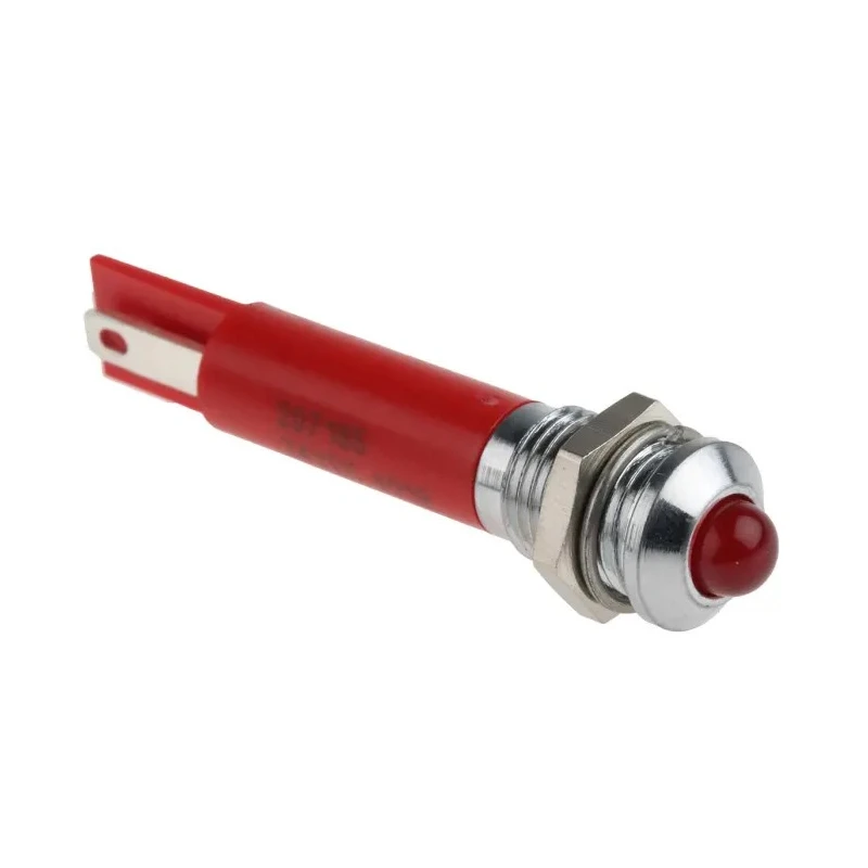 RS PRO Red Panel Mount Indicator 24V DC 20mA Solder Tab Prominent Bezel 33.9mm Length 207-185