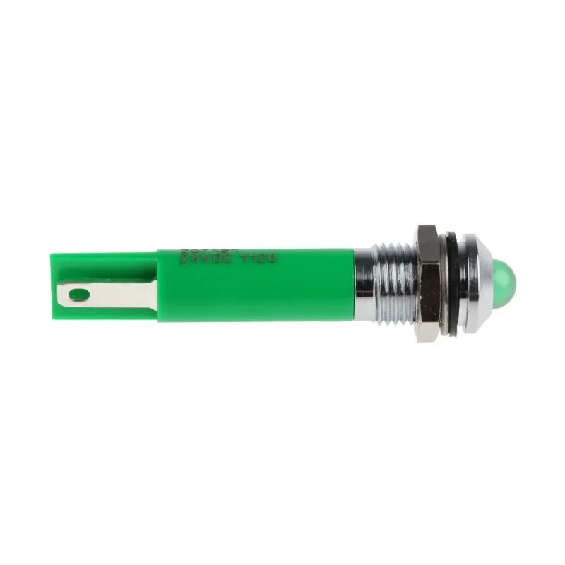 RS PRO Green Panel Mount Indicator 24V DC 20mA Solder Tab Termination Prominent Bezel 207-191