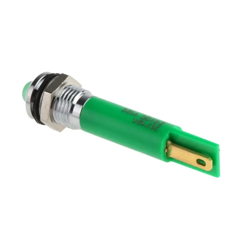 RS PRO Green Panel Mount Indicator 24V DC 20mA Solder Tab Termination Prominent Bezel 207-191