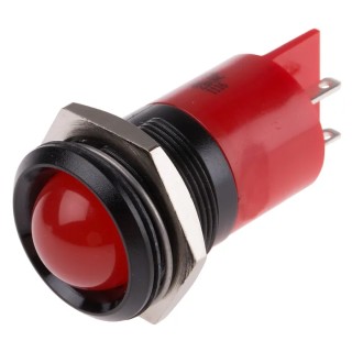 RS PRO Red Panel Mount Indicator 230V AC 3mA IP67 Prominent Bezel IP67