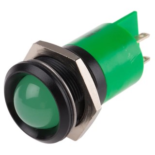 RS PRO Green Panel Mount Indicator 230V AC 3mA IP67 Prominent Bezel Black 64mm Length 207-242