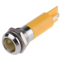 RS PRO Yellow Panel Mount Indicator 230V AC 3mA IP67 Silver Prominent Bezel 43.85mm Length 207-292