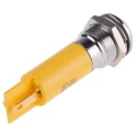 RS PRO Yellow Panel Mount Indicator 230V AC 3mA IP67 Silver Prominent Bezel 43.85mm Length 207-292