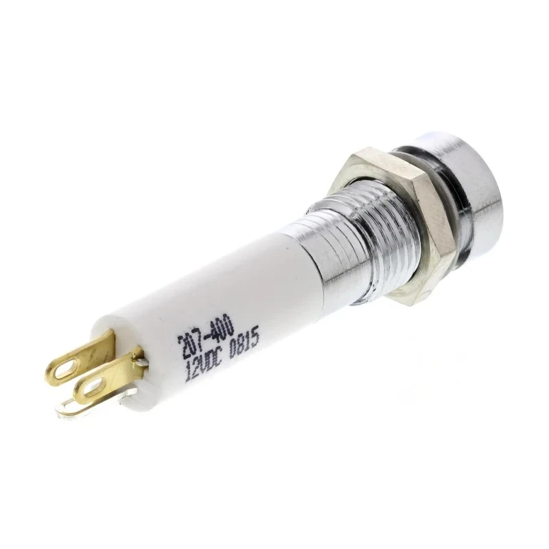 RS PRO Green, Yellow, Red Tri-Colour Panel Mount LED Indicator, 12V DC, 20mA, Solder Tab, Recessed Silver Bezel 207-400