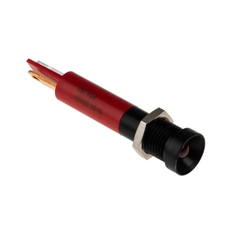 RS PRO Red Panel Mount Indicator 12V DC 20mA Solder Tab Termination Recessed 207-494