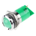 RS PRO Green Panel Mount Indicator 24V dc, 36 V dc, 10mA, Silver Bezel Prominent Style 207-450