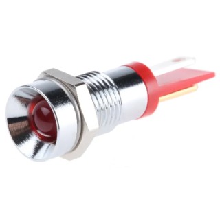 RS PRO Red Panel Mount Indicator 2V DC 20mA Solder Tab Termination Recessed Bezel 207-826