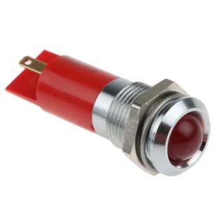 RS PRO Red Panel Mount Indicator 24V dc 20mA Solder Tab Termination Prominent Bezel 207-911