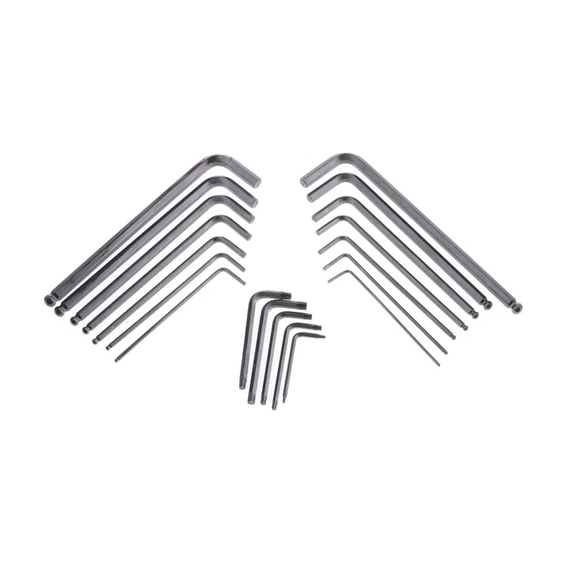 RS PRO 19 Piece L Imperial, Metric Hex Key Set Hex Size 2 to 8 mm, T6 to T25 Chrome Nickel Alloy Steel 248-3075