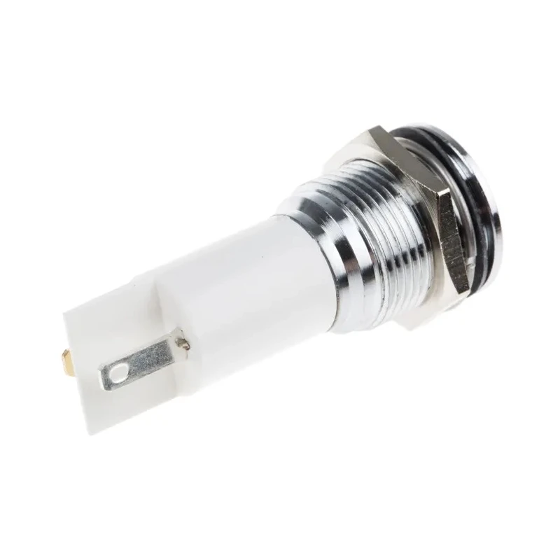 RS PRO White Panel Mount Indicator 24 V AC/DC 20mA Solder Tab Termination IP67 Silver Bezel 207-983