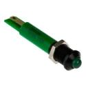 RS PRO Green Panel Mount Indicator LED, 24V DC, 20mA, Prominent Bezel, Solder Tab Termination 208-009