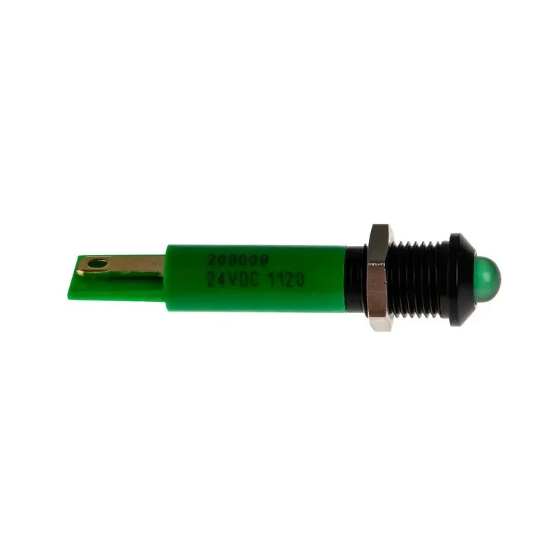 RS PRO Green Panel Mount Indicator LED, 24V DC, 20mA, Prominent Bezel, Solder Tab Termination 208-009