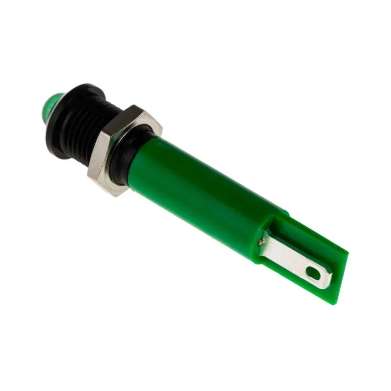 RS PRO Green Panel Mount Indicator LED, 24V DC, 20mA, Prominent Bezel, Solder Tab Termination 208-009