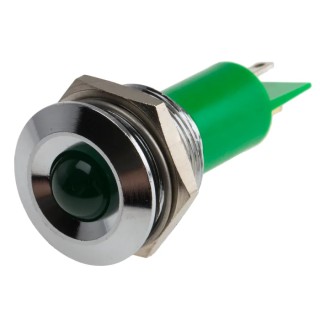 RS PRO Green Panel Mount Indicator, 230 V AC, 130 V DC, 3mA Current, Prominent Silver Bezel 208-144