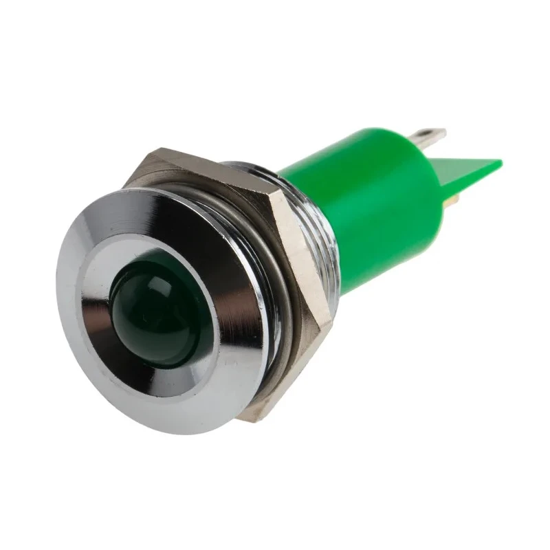 RS PRO Green Panel Mount Indicator, 230 V AC, 130 V DC, 3mA Current, Prominent Silver Bezel 208-144