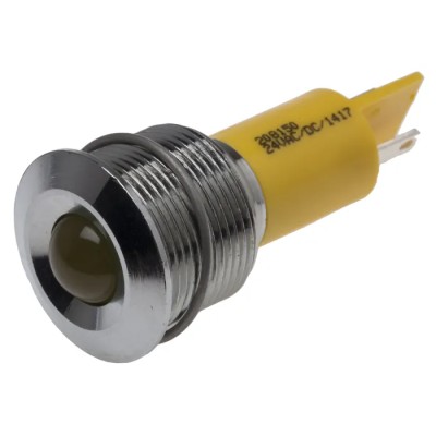 RS PRO Yellow Panel Mount Indicator, 24 V AC/DC, 20mA, Solder Tab Termination, IP67, Prominent Bezel, Model 208-150