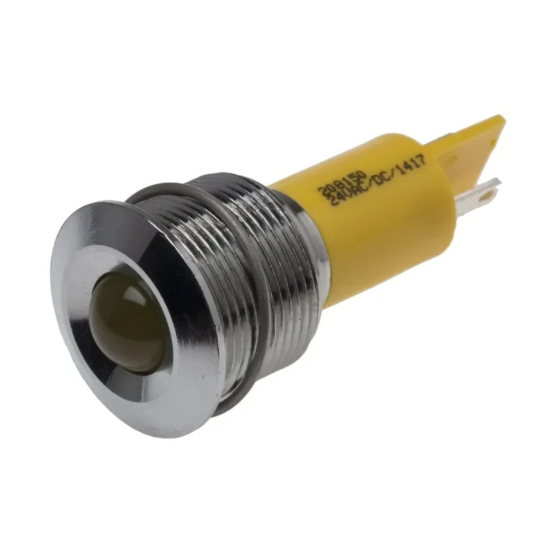 RS PRO Yellow Panel Mount Indicator, 24 V AC/DC, 20mA, Solder Tab Termination, IP67, Prominent Bezel, Model 208-150