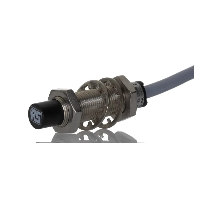 RS PRO Threaded Barrel Inductive Proximity Sensor M12 x 1 PNP Output 30 V DC 200 mA Detection 8 mm IP68 54 mm Length 208-156